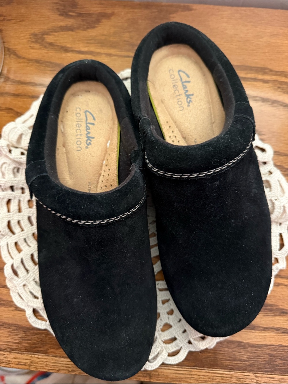 Clarks Black Suede Women's Slip-On Clogs